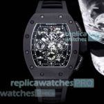 Swiss Replica Richard Mille RM 011 Black Phantom Ceramic Rubber Watch